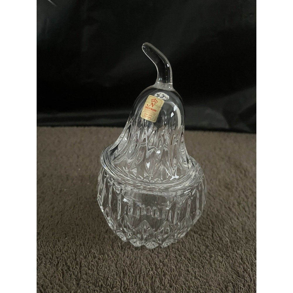 Nachtmann Bleikristall 24% Crystal Pear Honey/Jam Dish with Lid from Germany